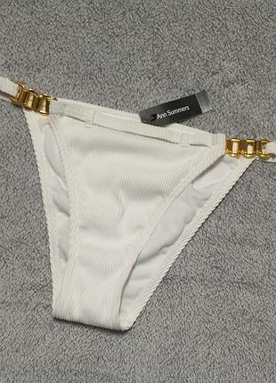 Білі жіночі плавки,  низ від купальника в рубчик ann summers,  розмір 10 (євр. 36)