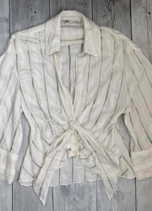 Блузка, сорочка zara s (36) віскоза + льон