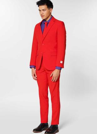 Opposuits красный костюм двойка яркий красный дьявол пиджак и брюки карнавальный slim fit