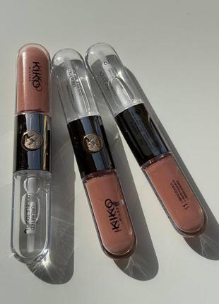 Рідка помада для губ kiko milano unlimited double touch  відтінок 102 satin rosy beige