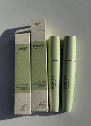 Туш з ефектом екстремального об'єму kiko milano green me volume повний формат 11мл відтінок чорний