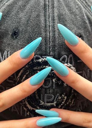 120 шт накладні нігті стилети довгий мигдаль блакитні бірюзові готові багаторазові