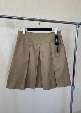 Юбка из льна dkny, юбка плотный лен, льняная юбка,