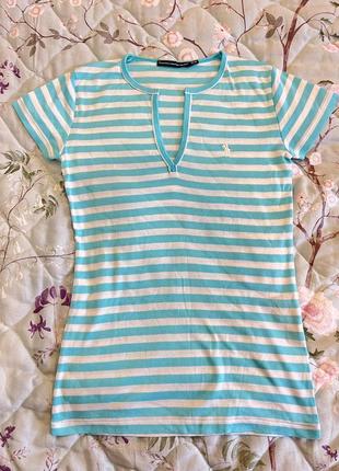 Женская футболка в полоску ralph lauren sport конотовая жеncкая футболка в голубую полоску