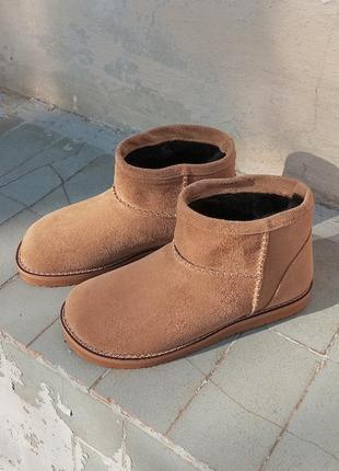 Уггі замшеві табак анатомічні жіночі руда демісезонна підошва