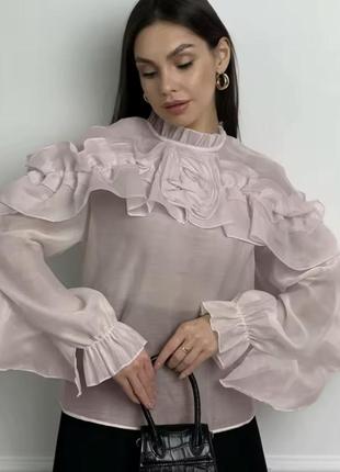Шифонова блуза з воланами