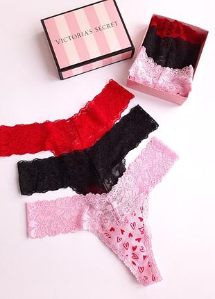 Набор кружевных трусиков виктория сикрет victoria's secret оригинал