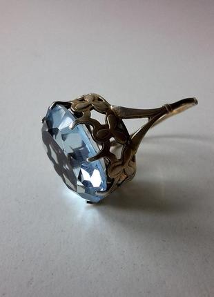 Серебряное кольцо ссср. серебро 875 проба звезда. массивный камень.
