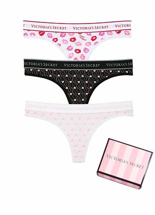 Набор трусиков стрингов victoria's secret виктория сикрет оригинал