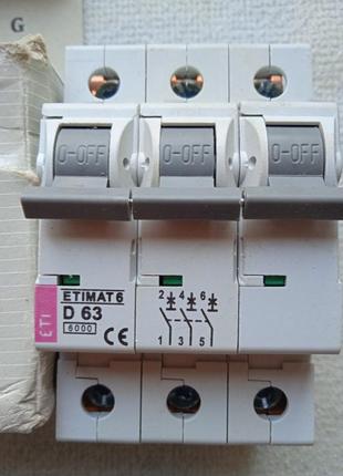 Автоматический выключатель eti etimat 6 3p d 63а 6 как ac 2164522