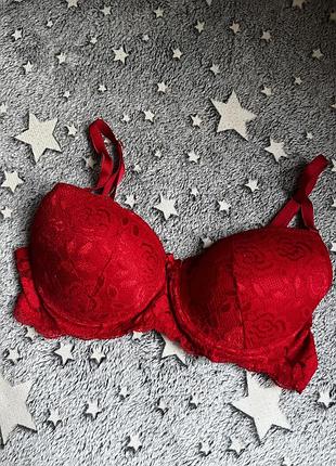 Бюст, бюстгальтер красный с пуш ап, лифчик красный 85в