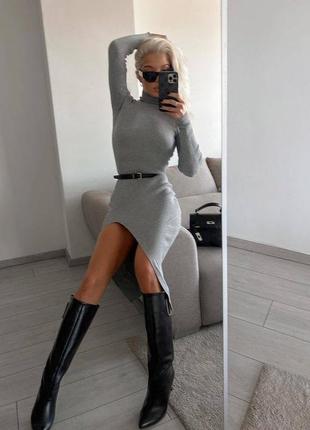 Идеальное платье миди с разрезом4 фото