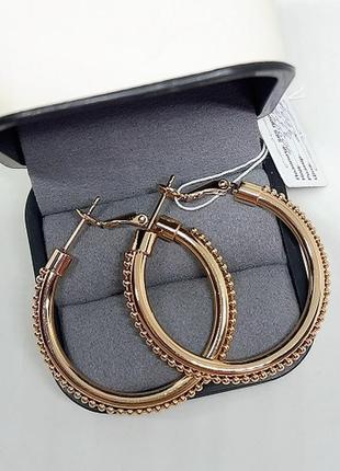 Серьги-кольца, позолота, сережки, позолоченные, 3,5 см