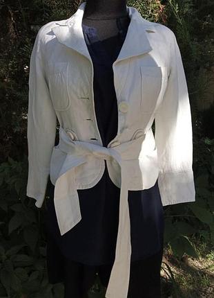 Льняной белый пиджак oggi