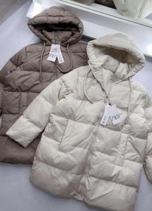 Водостойкий термо пуховик пух/перо zara down jacket.