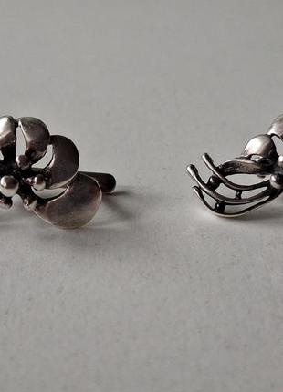 Серебряные серьги. серебро 925 проба трезубец. цветы.6 фото