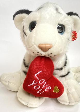 М'яка іграшка тигр білий тигр keel toys з червоним серцем love you
