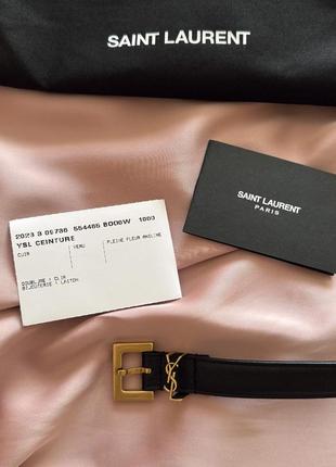 Saint laurent пояс - cassandre slim leather belt 70см оригінал5 фото