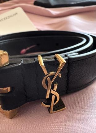 Saint laurent пояс - cassandre slim leather belt 70см оригінал7 фото