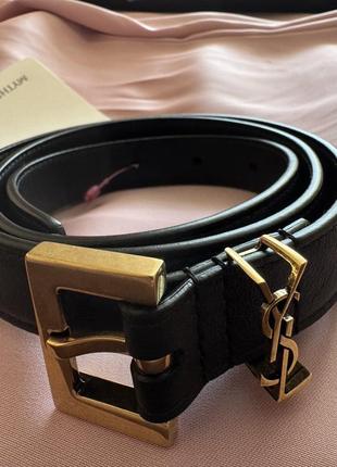 Saint laurent пояс - cassandre slim leather belt 70см оригінал8 фото