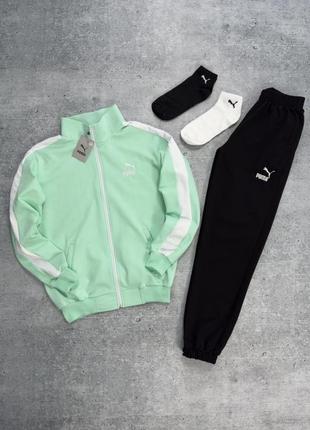 Костюм puma лампас мятна кофта чорні штани + 2 пары носков в подарок