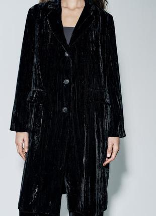 Пальто із жатого бархата zara4 фото