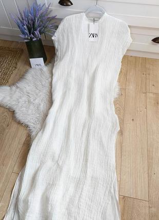 Платье-туника zw collection из 100%-го льна zara, размер xs, m2 фото