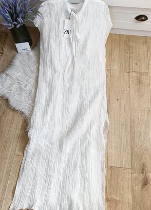Платье-туника zw collection из 100%-го льна zara, размер xs, m6 фото