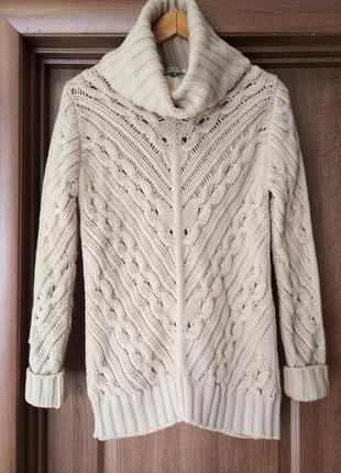 Шерстяной теплый свитер max mara крупной вязки шерсть кашемир