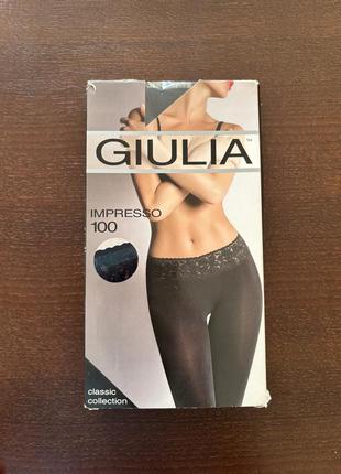 Новые колготки giulia с кружевным поясом на силиконовой основе impresso 100 nero (черный)