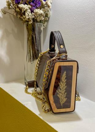 Акция!) эксклюзивная сумочка из натуральной кожи и дерева