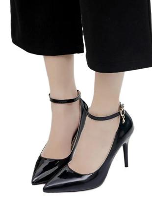 Женские черные туфли лодочки на шпильке эко кожа 36 37 38 39 40