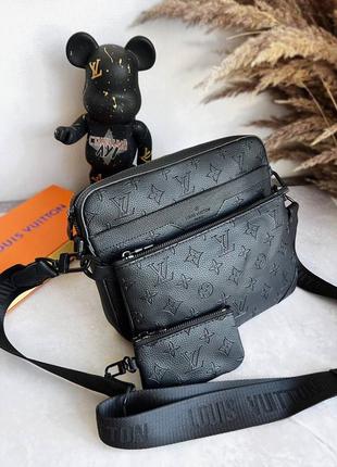 Сумка мужская черная через плечо lv