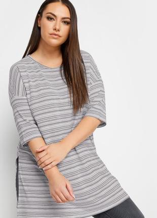 Удлиненная футболка оверсайз в полоску #944#