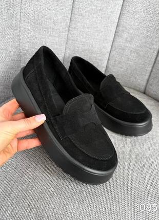 Лоферы tisso, черный, натуральная замша