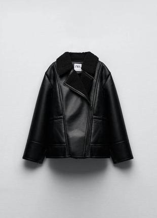 Женская черная дубленка zara
