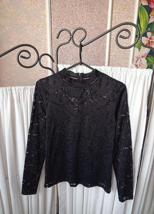 Красива якісна ажурна чорна блуза vila clothes.