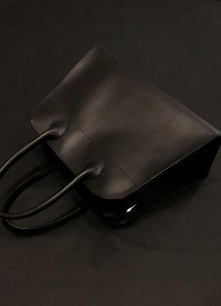 Черная кожаная сумка сумка шоппер