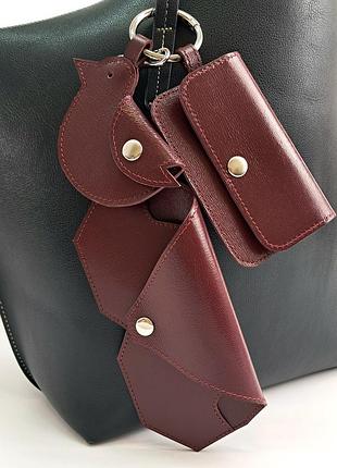 Набор аксессуаров (чехол для очков, картхолдер, монетница) натуральная кожа