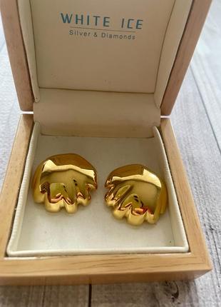 Liz claiborne вінтажні сережки кліпси золотисті мушлі глянцеві американський вінтаж