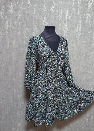 Платье легкое летнее, медленного кроя, многоярусное, бохо,цветочный принт, 100%вискоза, papaya.