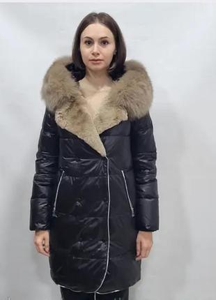 Пуховик с натуральным капюшоном