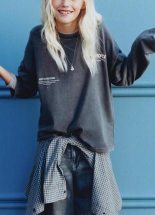 Реглан логслів zara 11-12 р 152см сірий витертий ефект