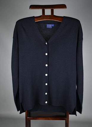 Biaggini чоловічий кофта кардиган з вовни на гудзиках темно-синій розмір l-xl