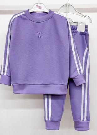 Костюм - двойка детский спортивный, без утепления, трикотажный, свитшот, штаны, сиреневый