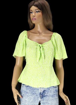 Брендова блузка "george" салатова в горошок. розмір uk8.