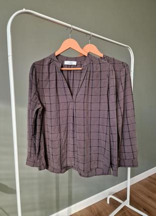 Рубашка в клетку серо коричневая из лиоцелла в стиле кэжуал 40 42 l xl primark британия