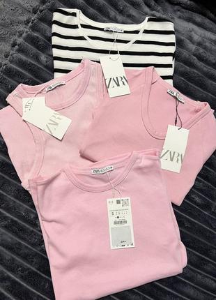 Футболка рожева в рубчик  zara