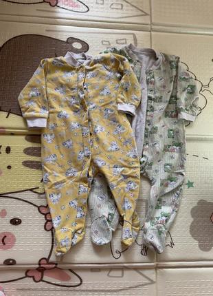 Набір теплий чоловічок на байці для сну, для дому байковий комбез, до 76 зріст