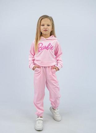 Розовый костюм барби, велюровый костюм barbi, красивый костюм для девушек, демисезонный костюм велюровый4 фото